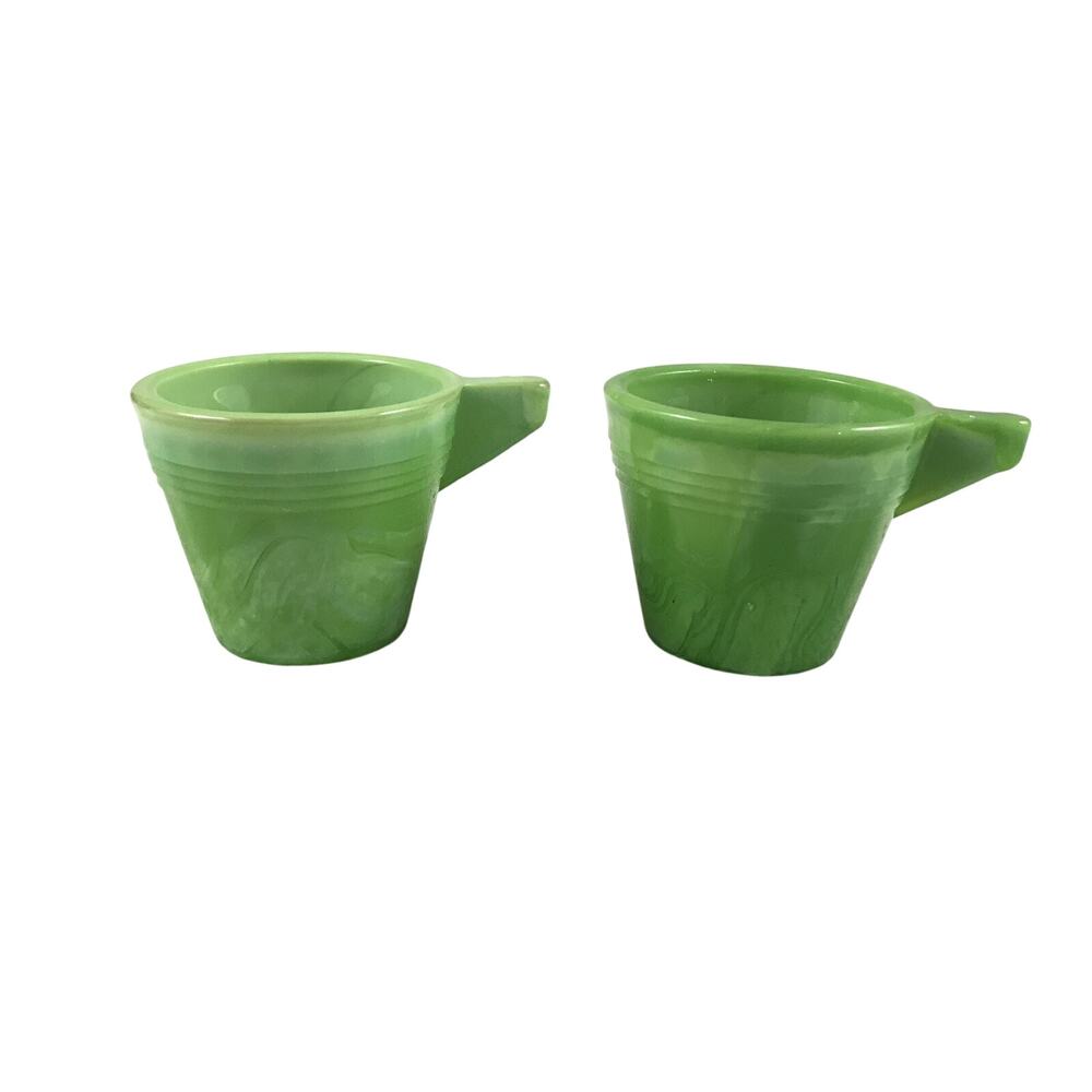 Vintage c1930's Chiquita Toy Dish Children’s Toy Jade Green Ribbed Tea Cup Set
